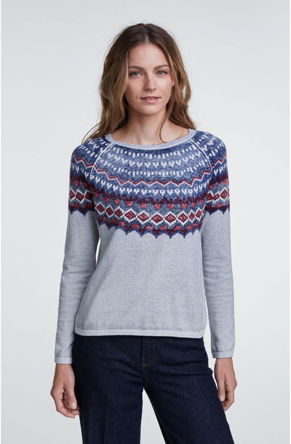 Fine Knit Patterned Panel Jumper