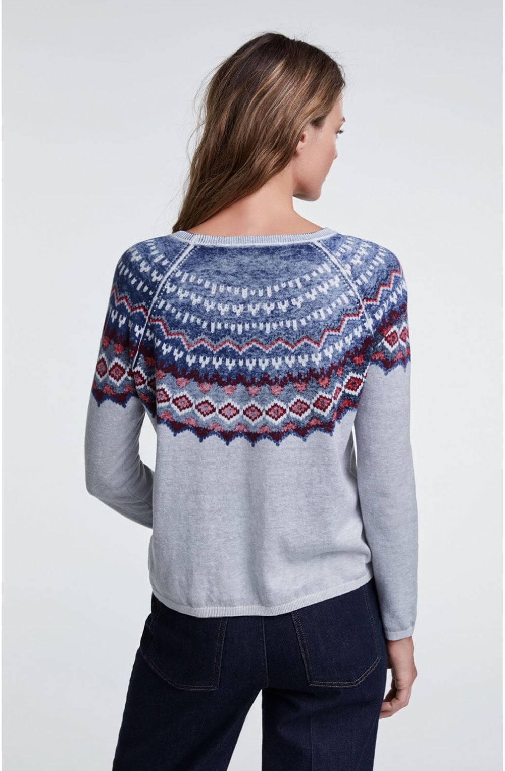 Fine Knit Patterned Panel Jumper