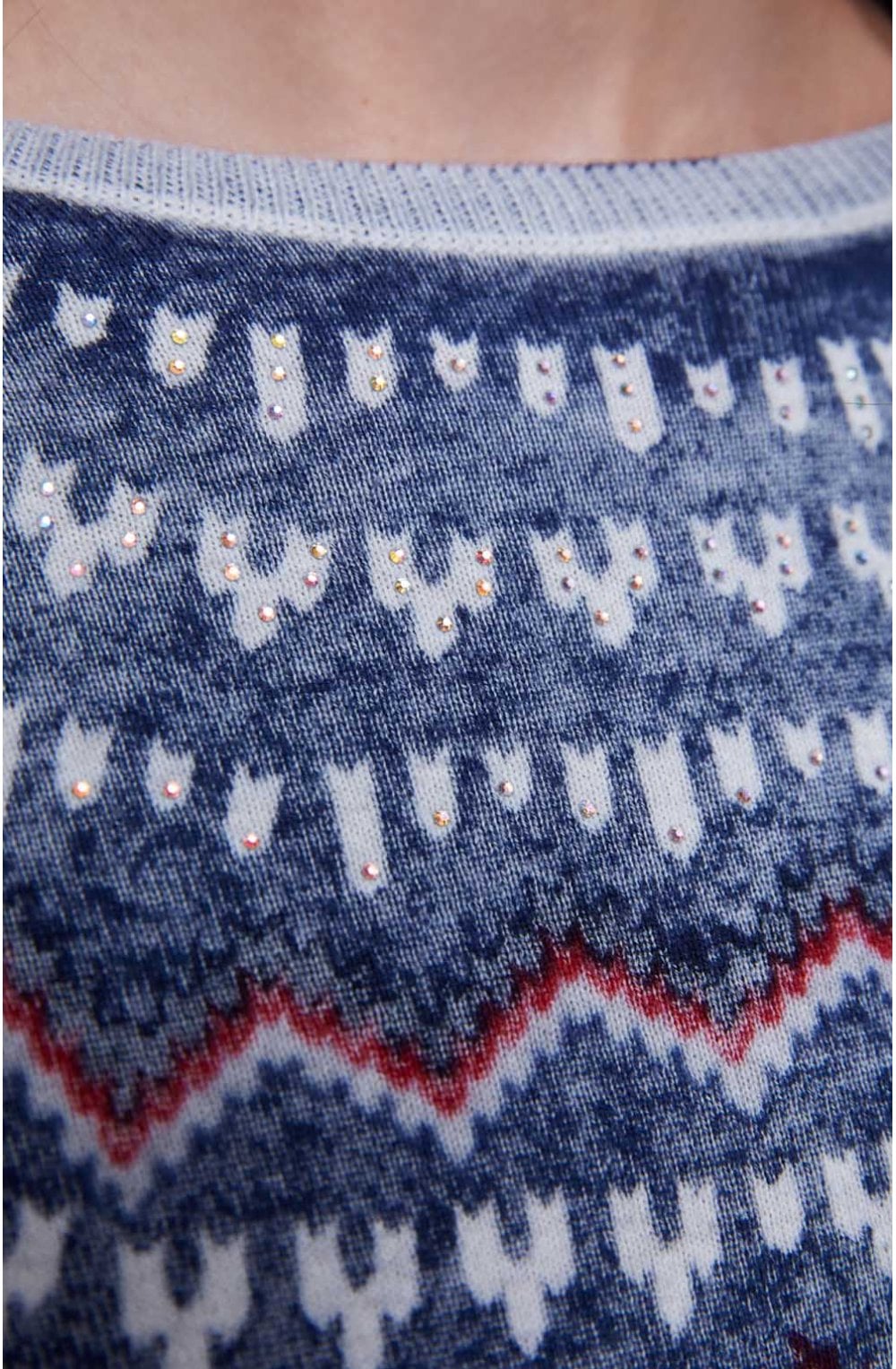 Fine Knit Patterned Panel Jumper