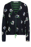 Floral and Stripe Fine Knit Cardigan