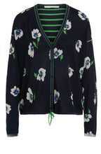 Floral and Stripe Fine Knit Cardigan