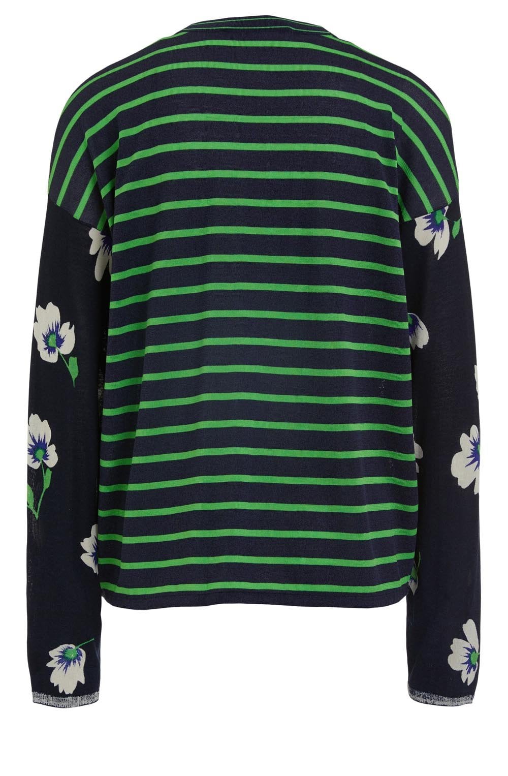 Floral and Stripe Fine Knit Cardigan