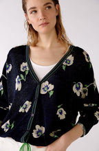 Floral and Stripe Fine Knit Cardigan