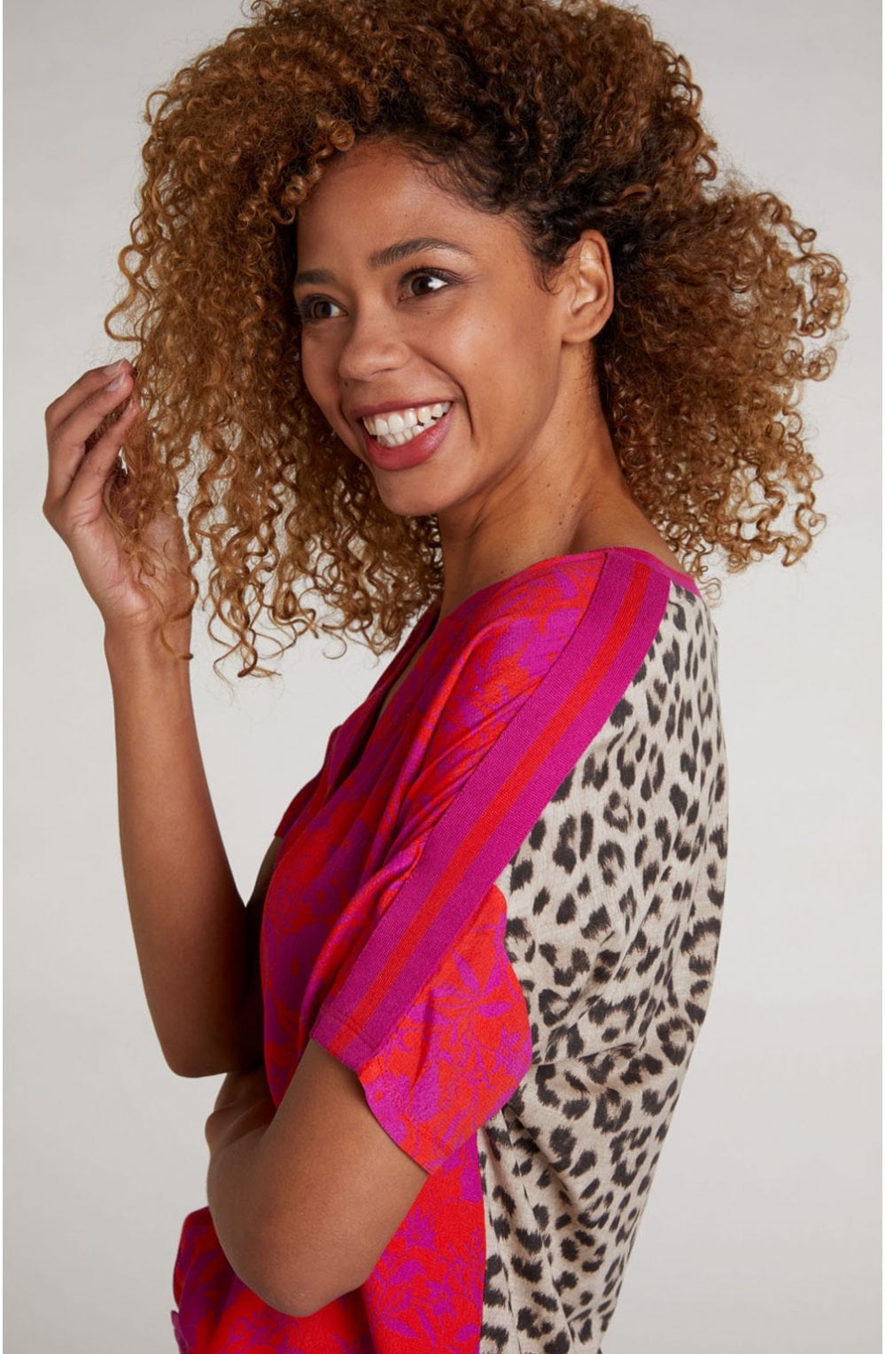 Floral Contrasting Print Top