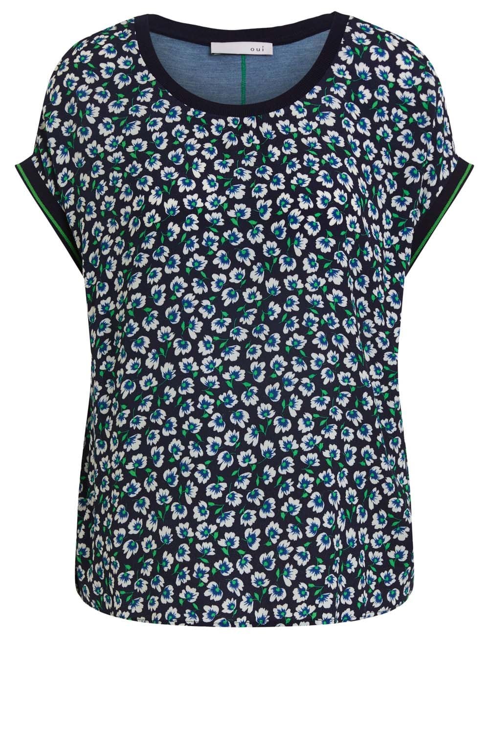 Floral Design Silky Drop Shoulder Top