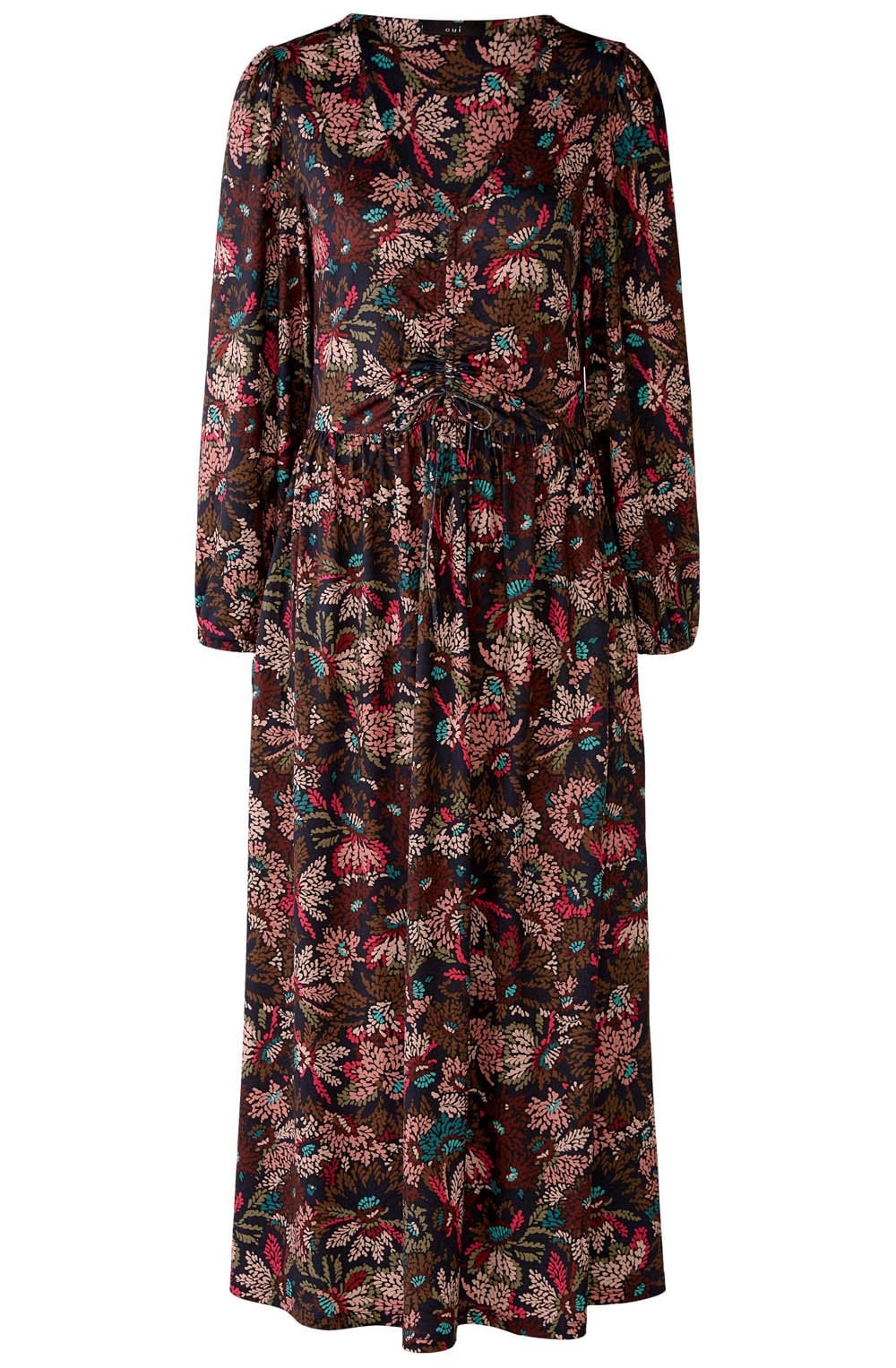 Floral Drawstring Chest Jersey Dress