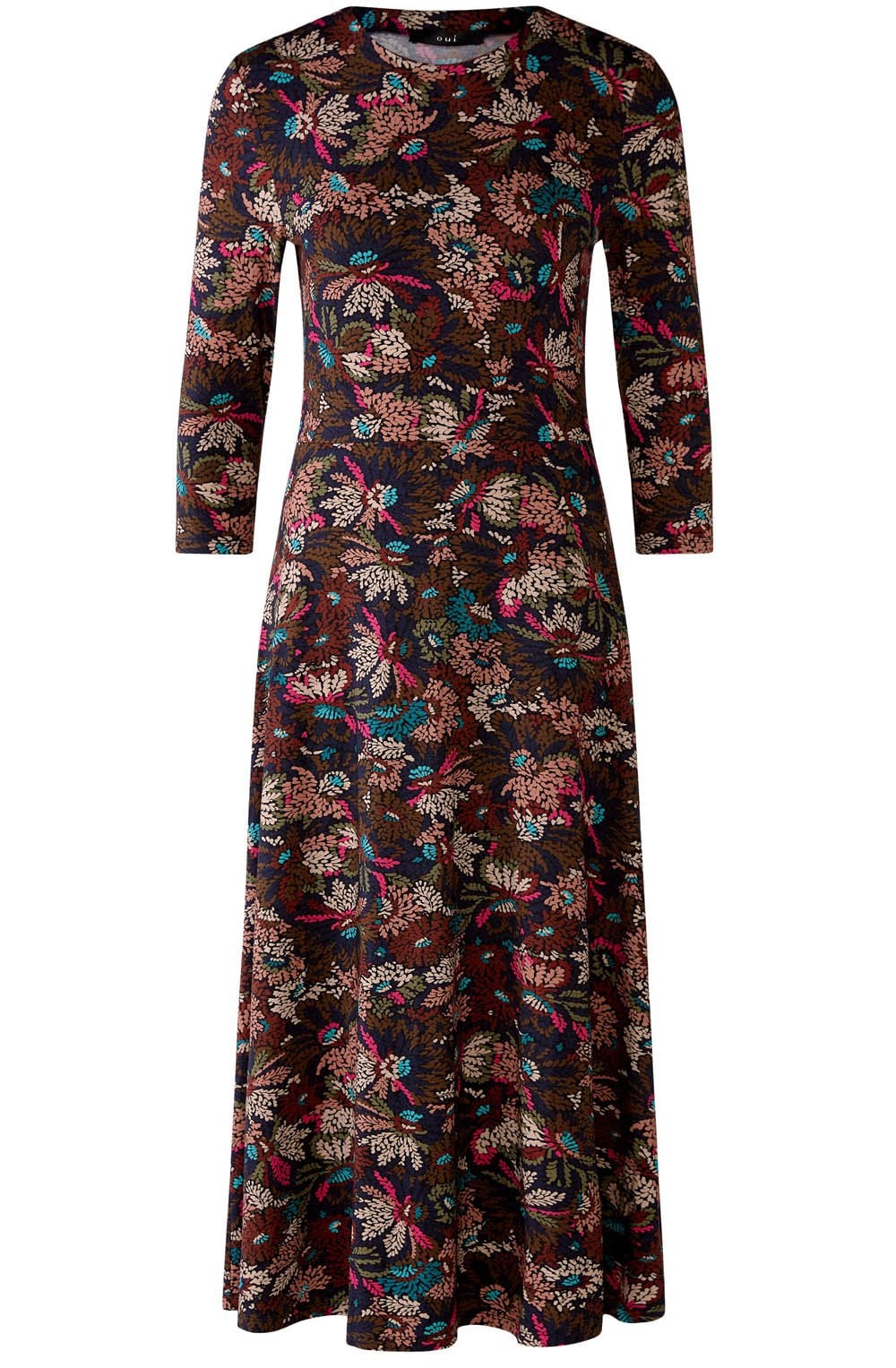 Floral Jersey Waisted Midi Dress