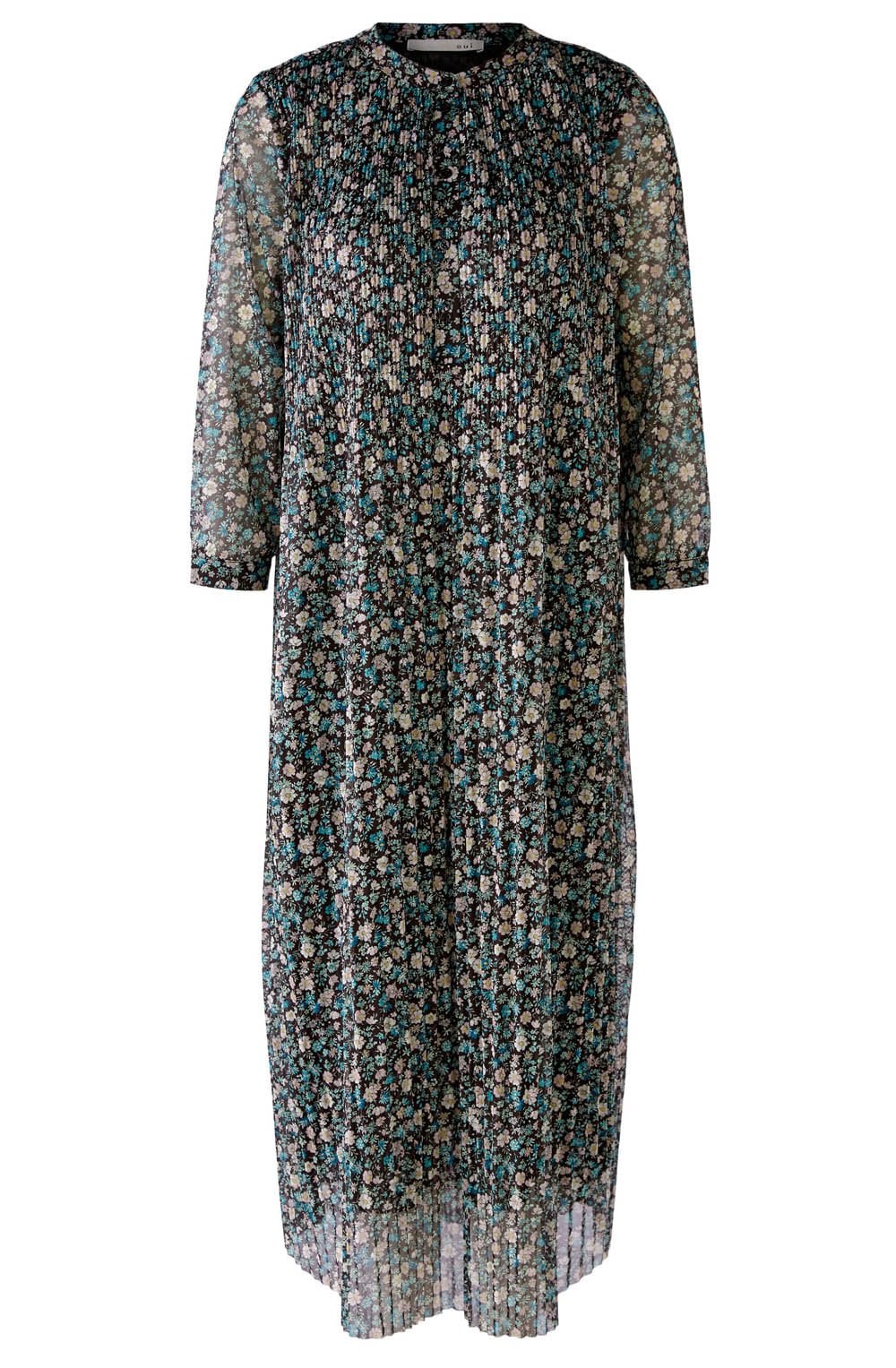 Floral Print Semi Sheer Full Length Dress