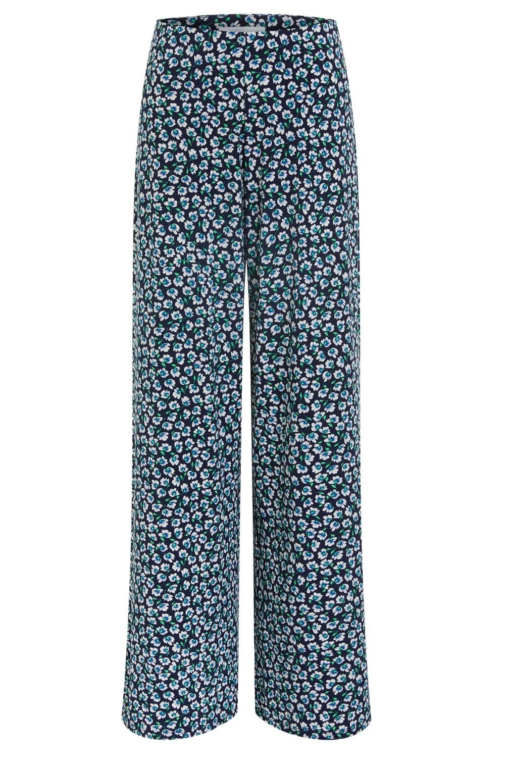 Floral Print Wide Leg Jersey Trousers