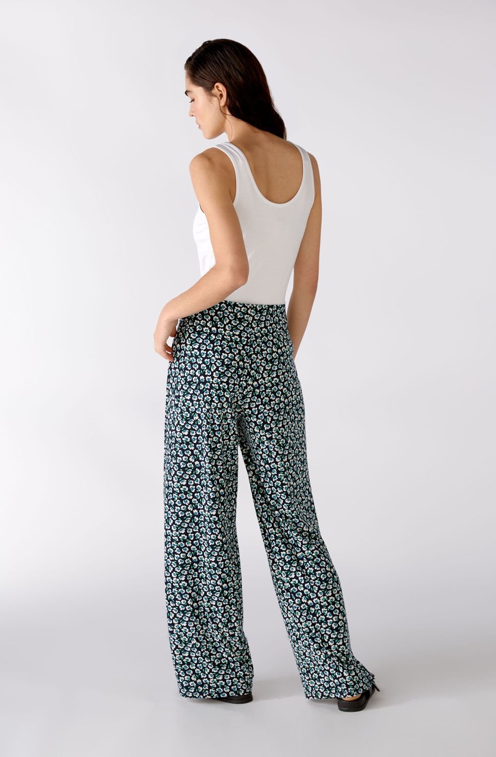 Floral Print Wide Leg Jersey Trousers