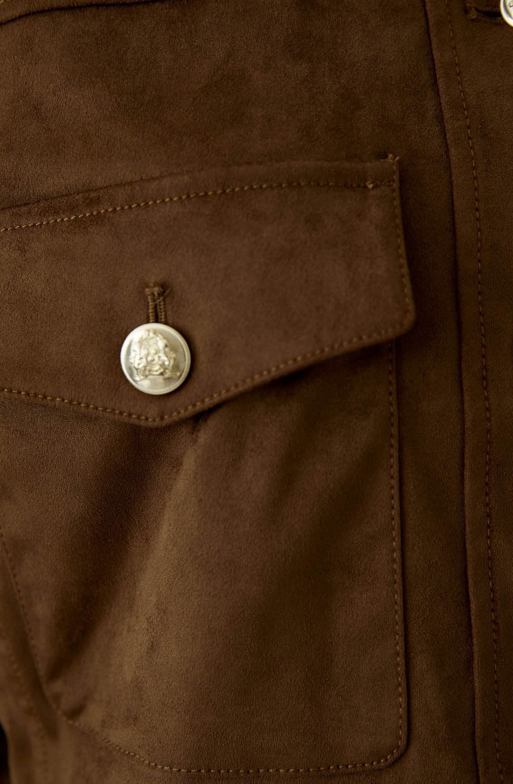 Fondue Fudge Suede Effect Collared Jacket
