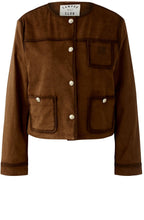 Fondue Fudge Suede Effect Round Neck Jacket