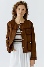 Fondue Fudge Suede Effect Round Neck Jacket
