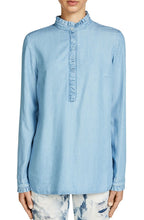 Frilled Neck Denim Blouse