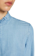 Frilled Neck Denim Blouse