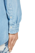 Frilled Neck Denim Blouse