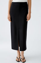 Front Split Black Midi Skirt