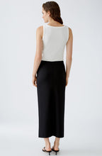 Front Split Black Midi Skirt