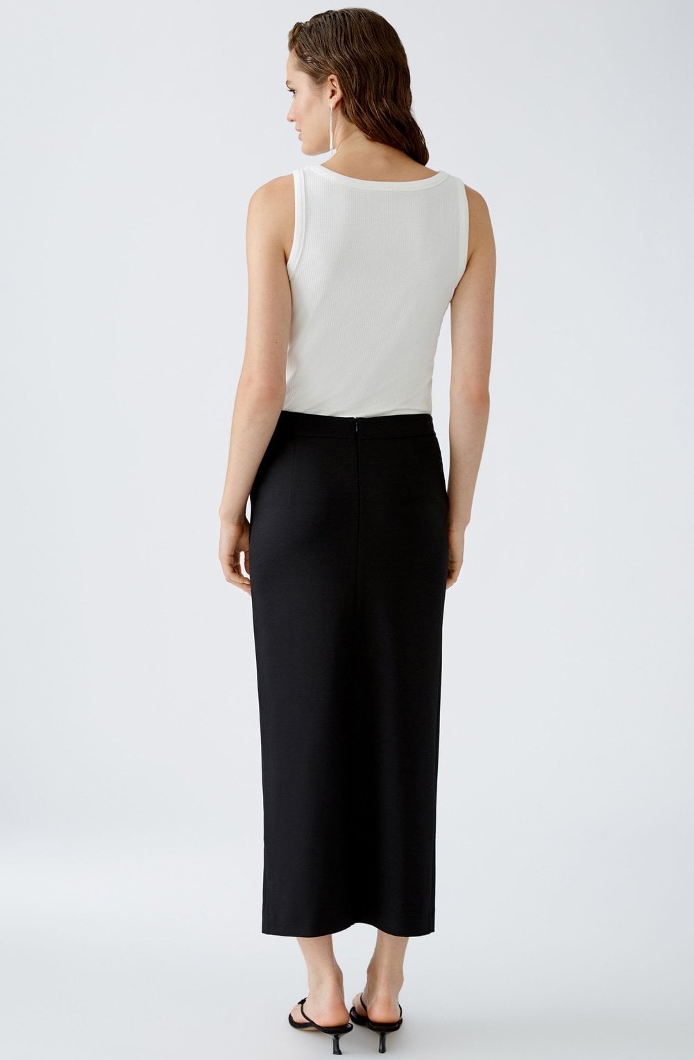 Front Split Black Midi Skirt