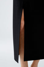 Front Split Black Midi Skirt