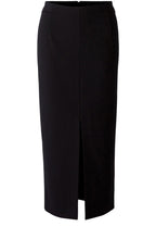 Front Split Black Midi Skirt