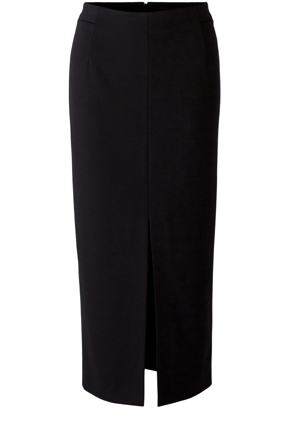 Front Split Black Midi Skirt