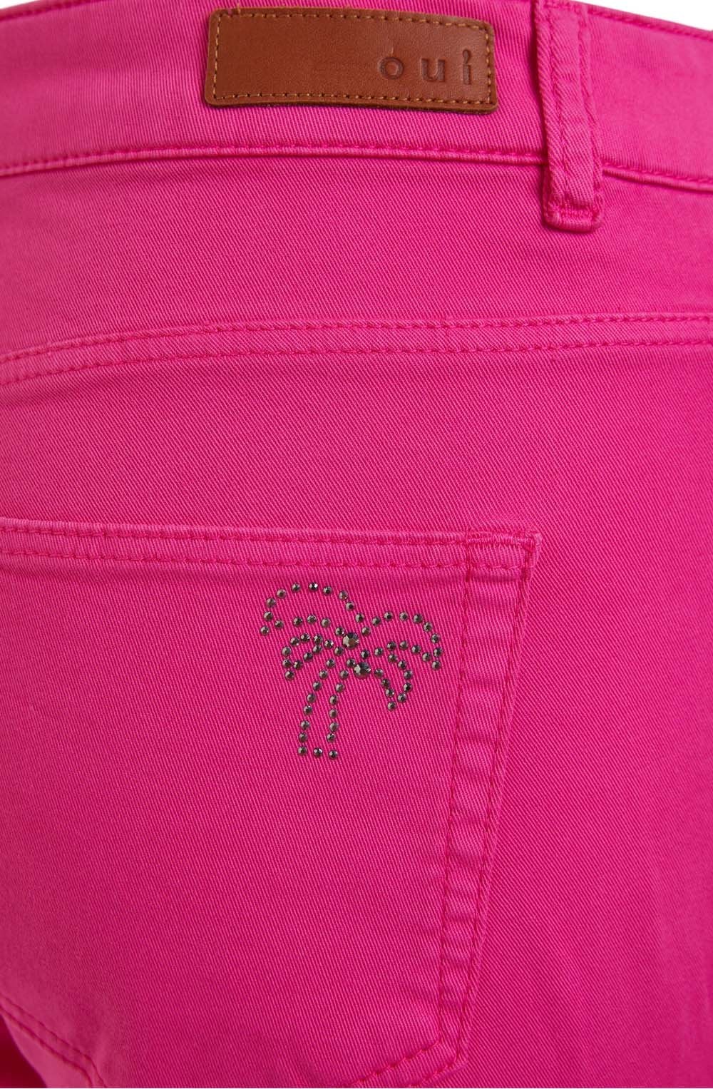 Fuchsia Pink Copped Jeans