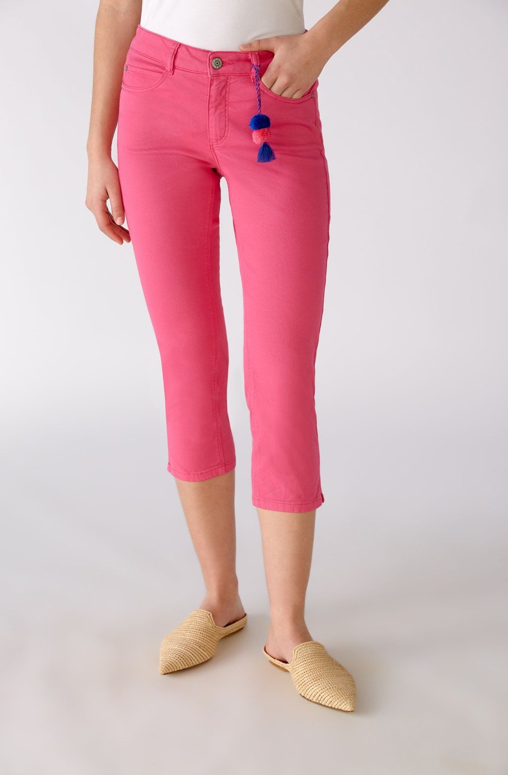 Fuchsia Pink Copped Jeans