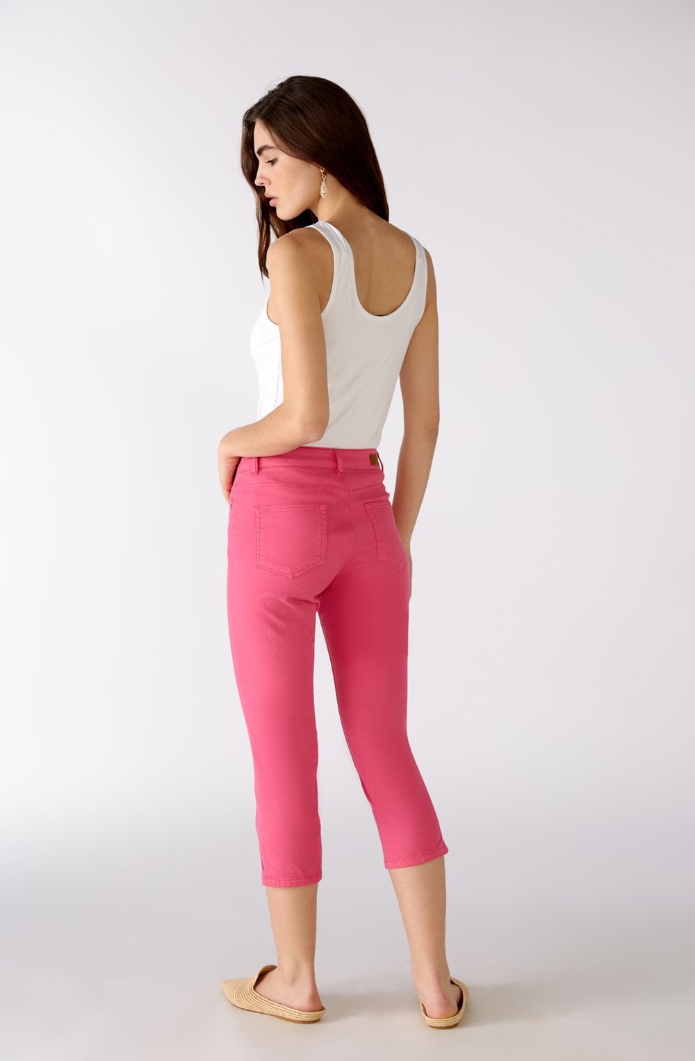 Fuchsia Pink Copped Jeans