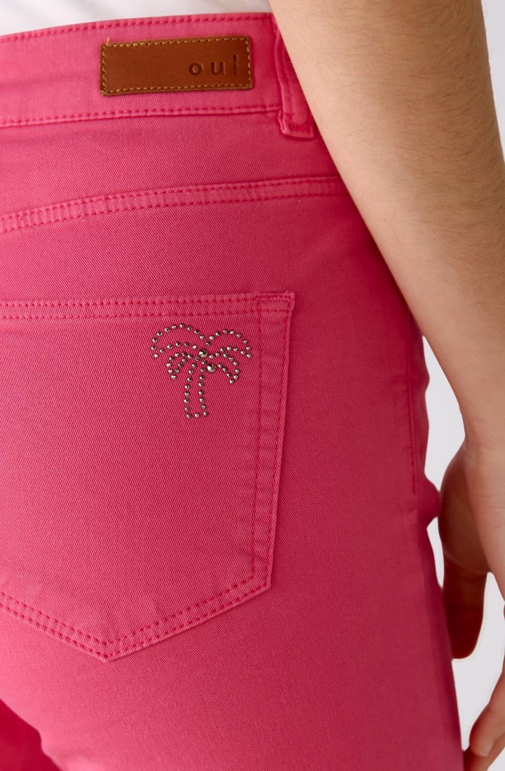 Fuchsia Pink Copped Jeans