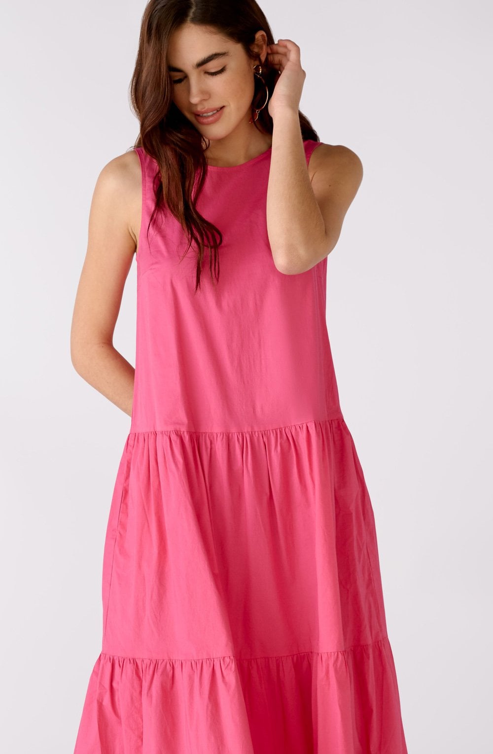 Fuchsia Pink Tiered Maxi Dress