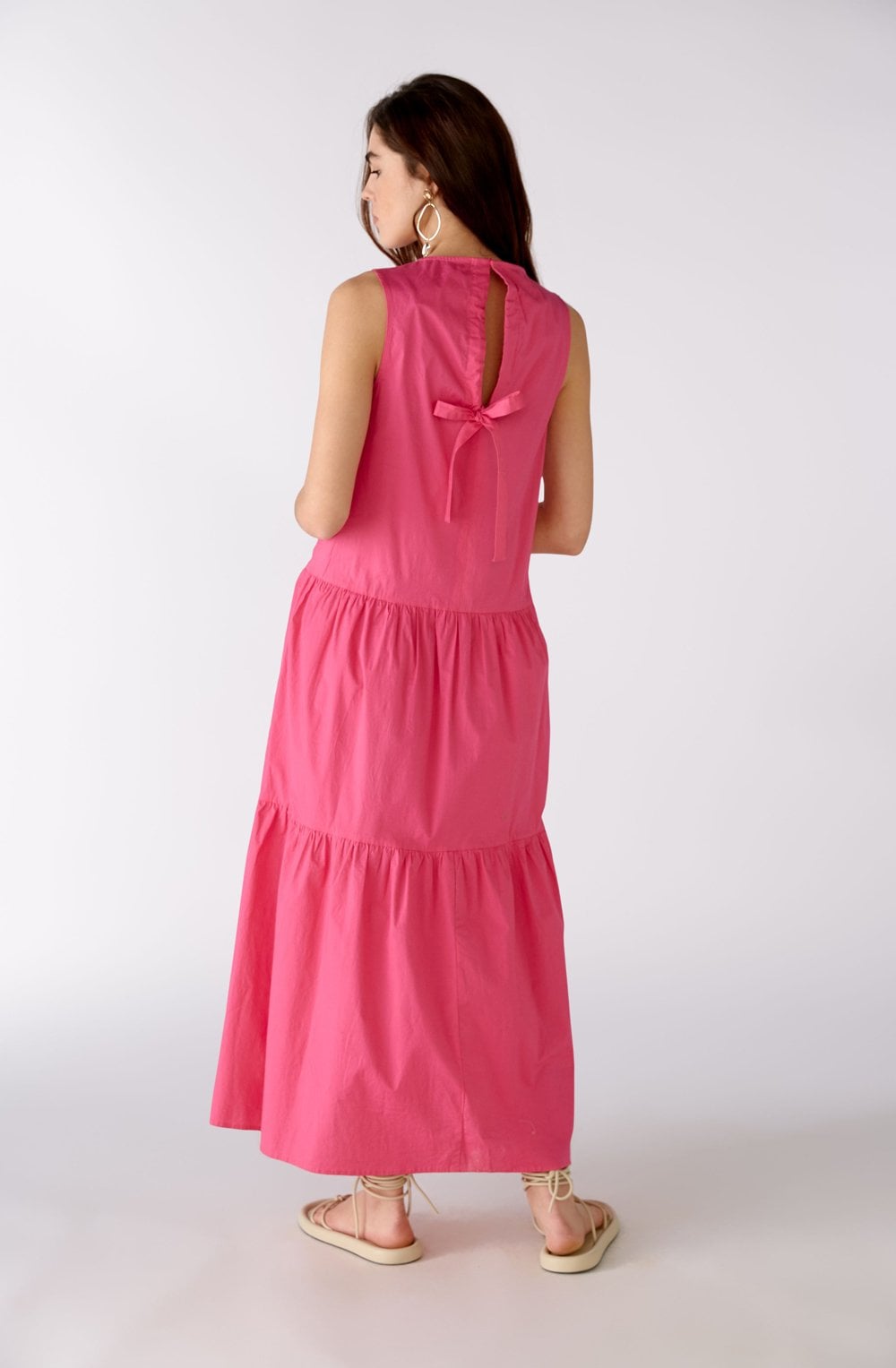 Fuchsia Pink Tiered Maxi Dress