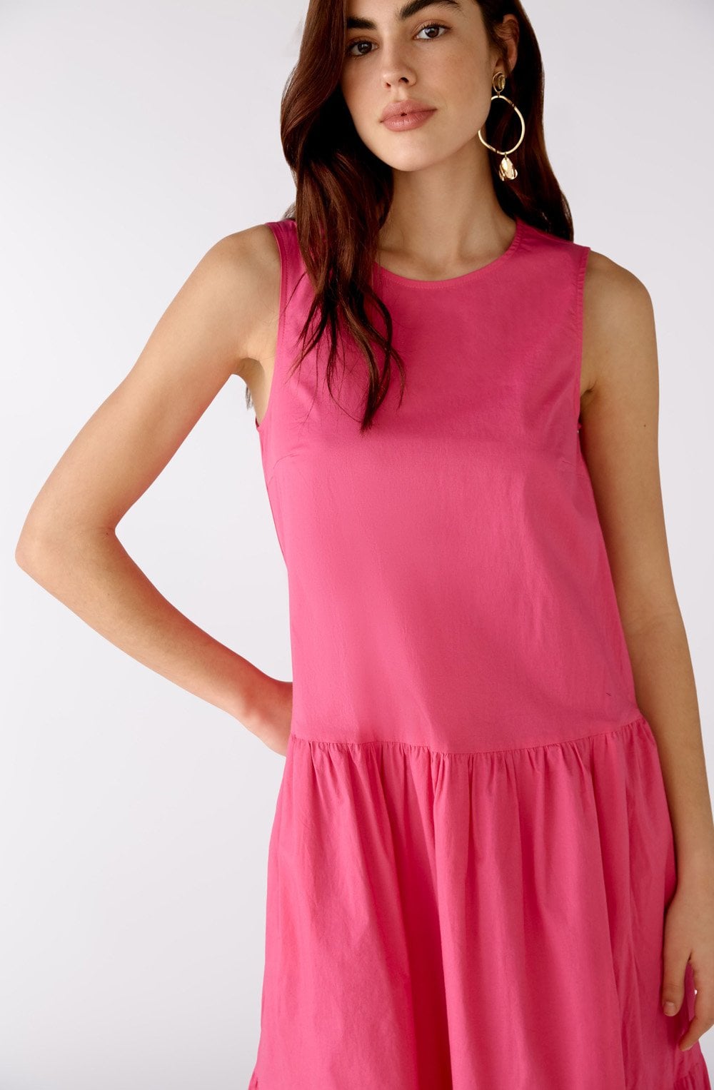 Fuchsia Pink Tiered Maxi Dress