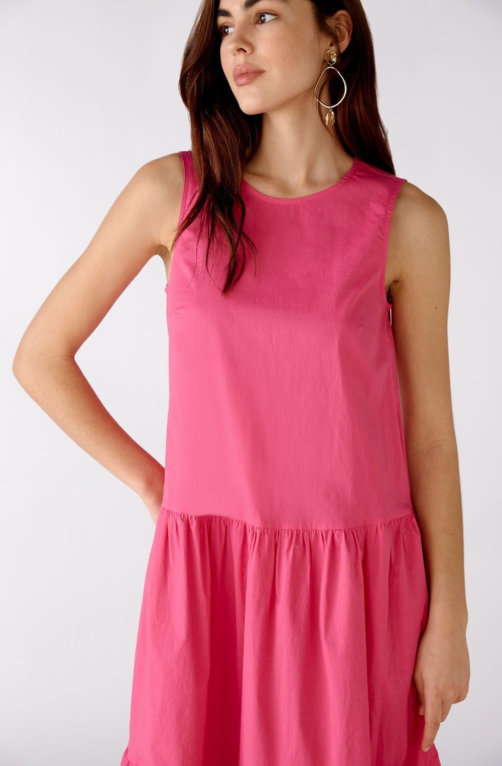 Fuchsia Pink Tiered Maxi Dress