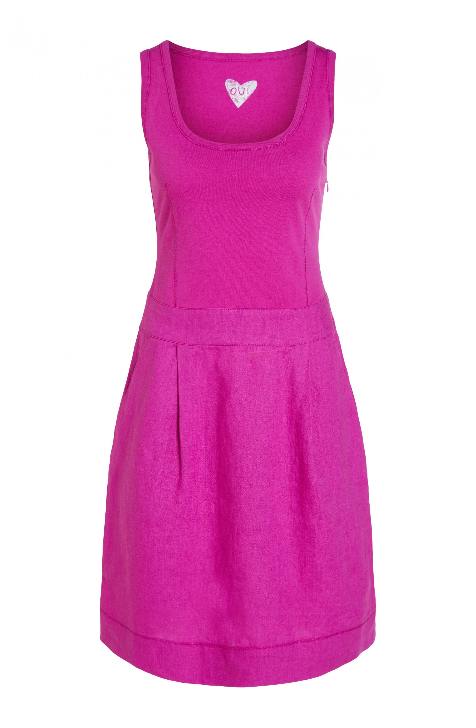 Fuchsia Sleeveless Linen Dress