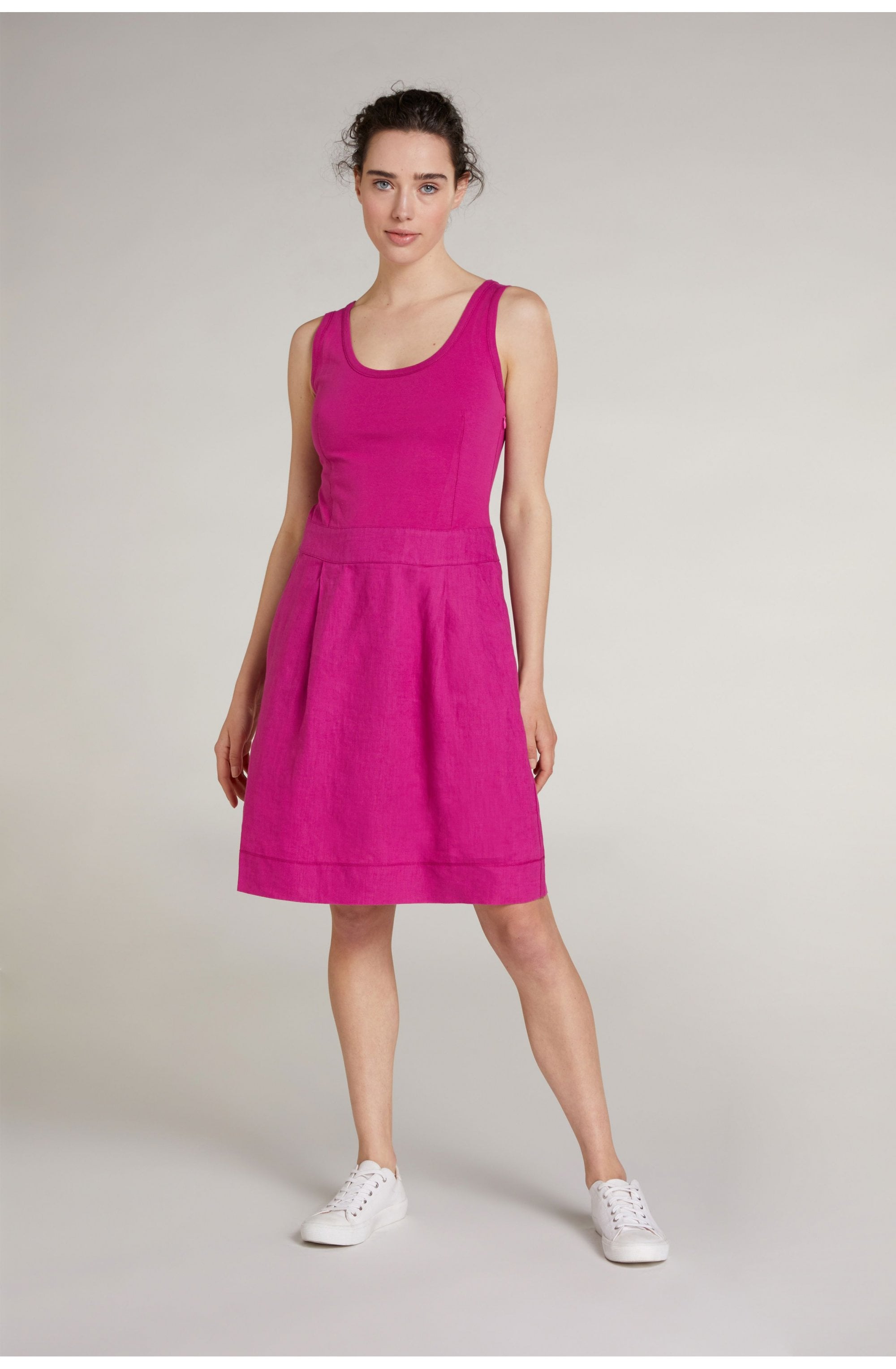 Fuchsia Sleeveless Linen Dress