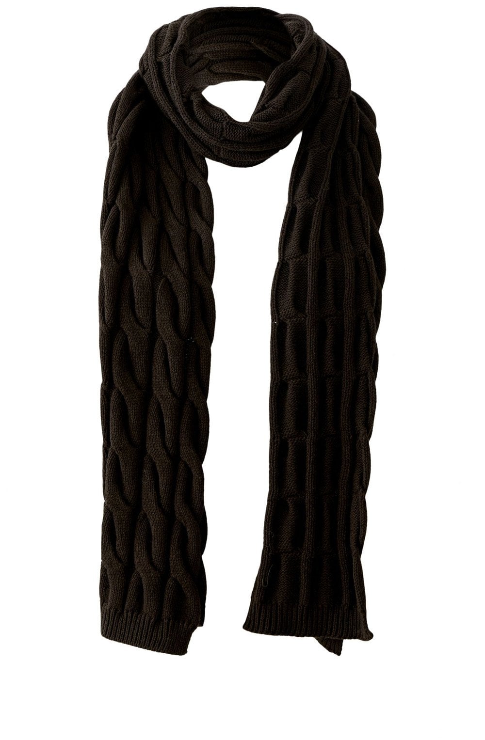 Ganache Brown Cable Knit Scarf