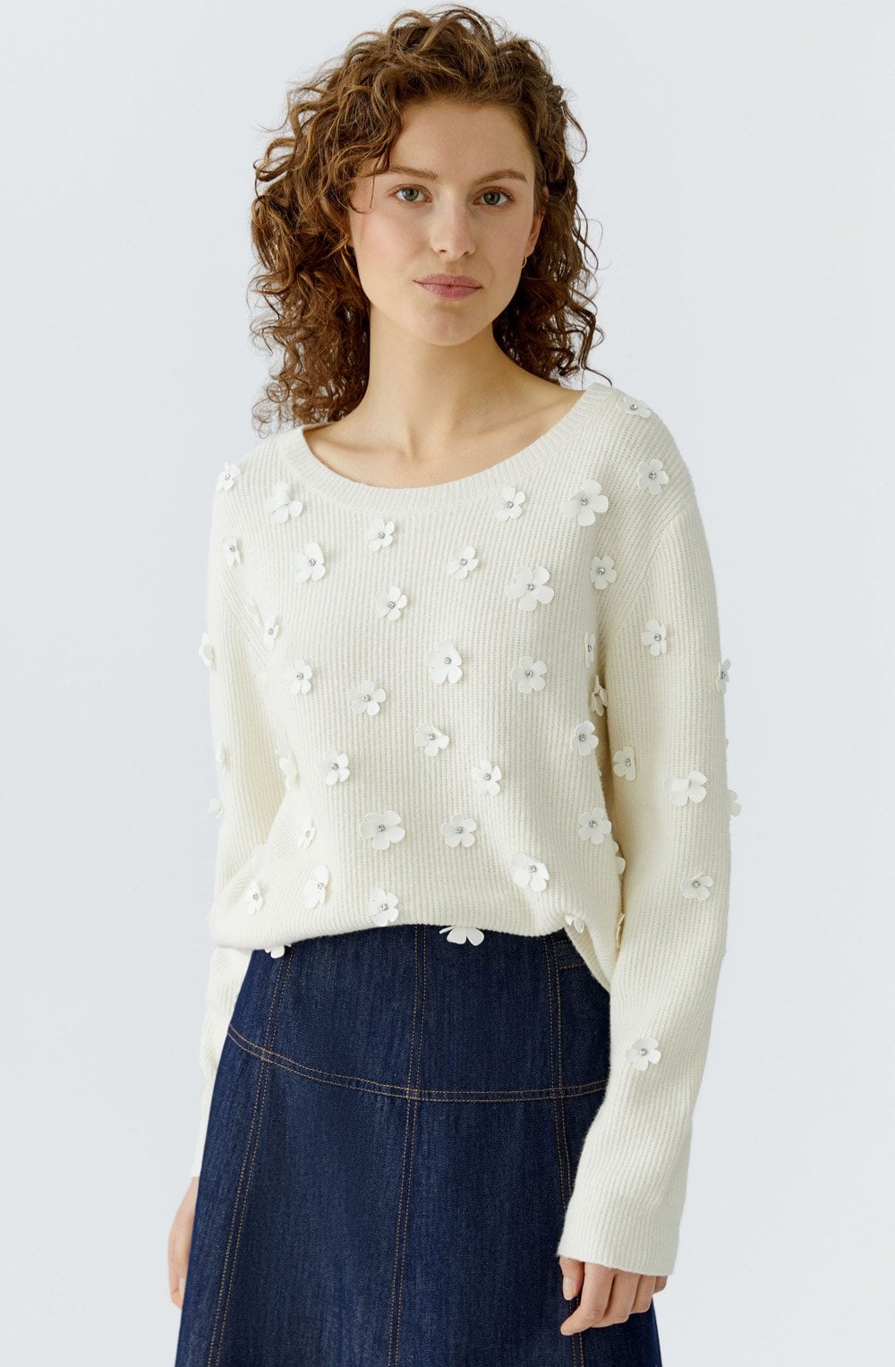 Gardenia Appliqued Flowers Jumper