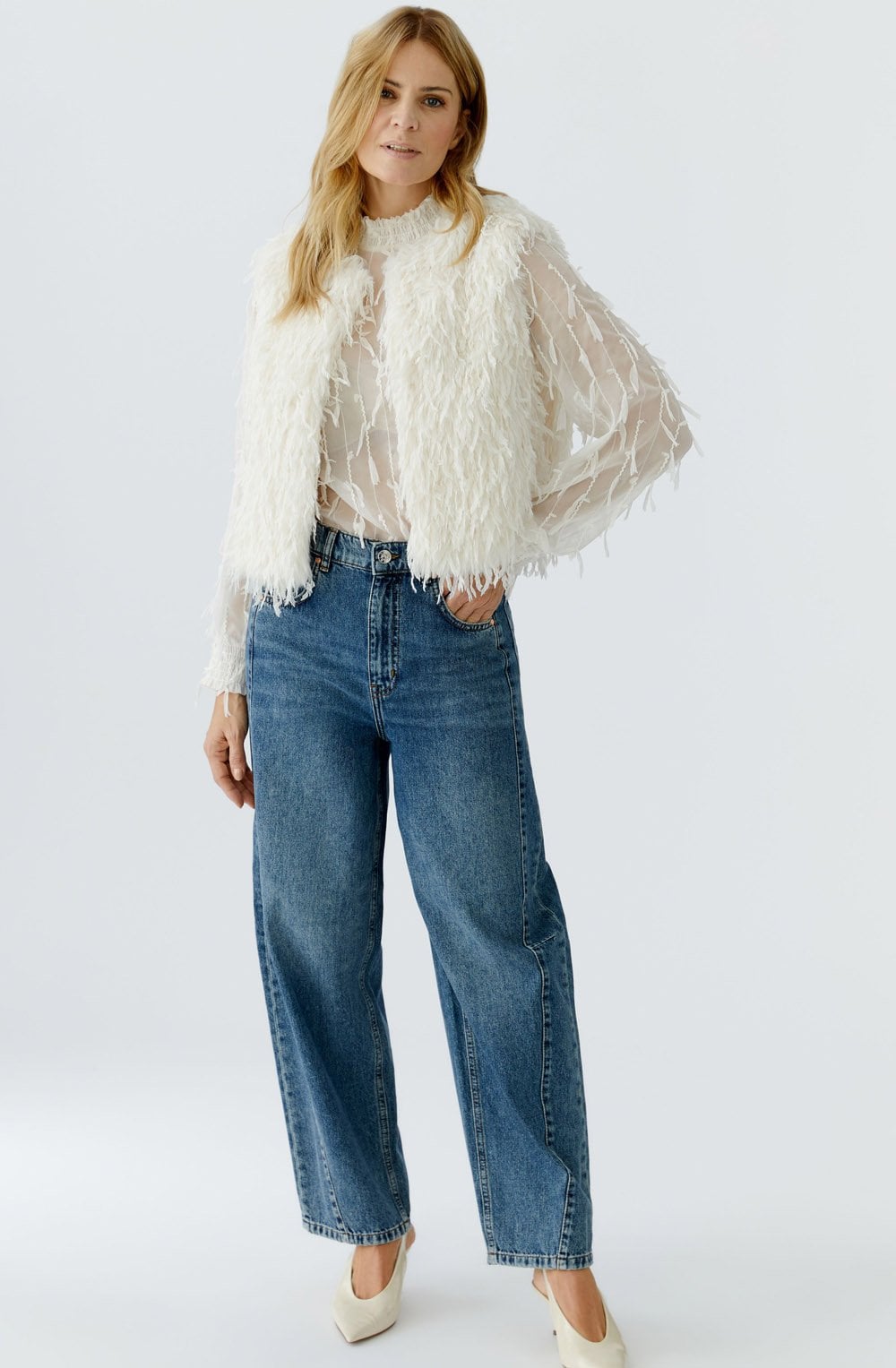 Gardenia Feather Look Waistcoat