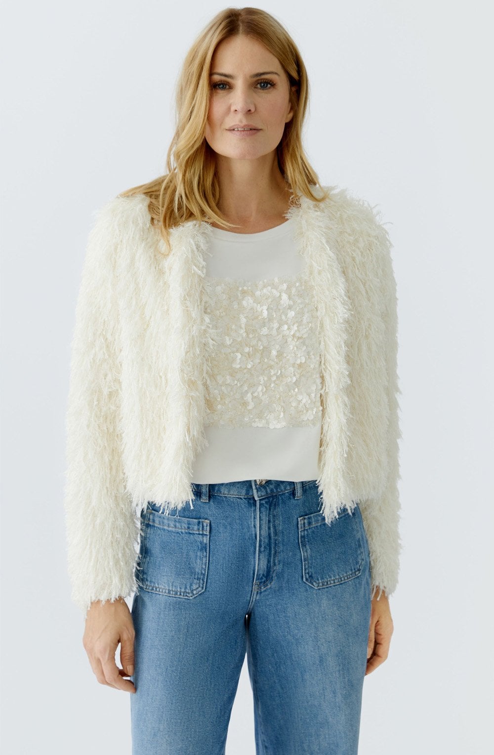 Gardenia Feathered Knit Jacket