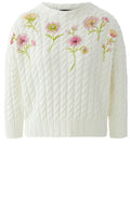 Gardenia Floral Embellished Cable Knit Jumper