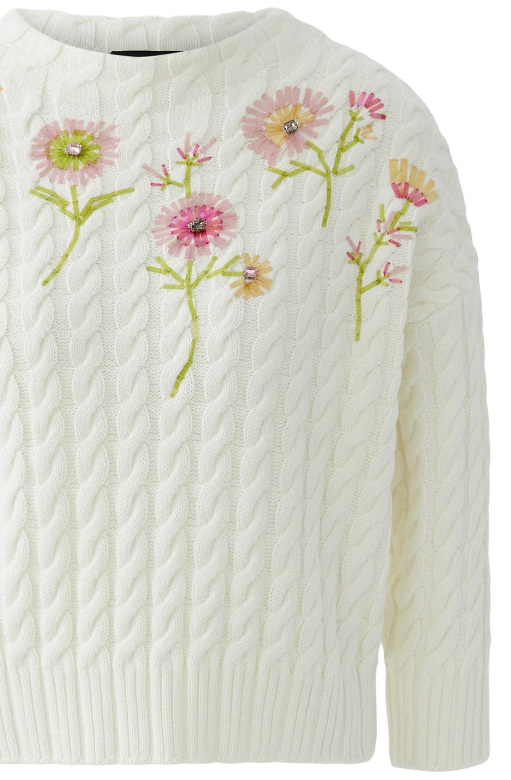 Gardenia Floral Embellished Cable Knit Jumper