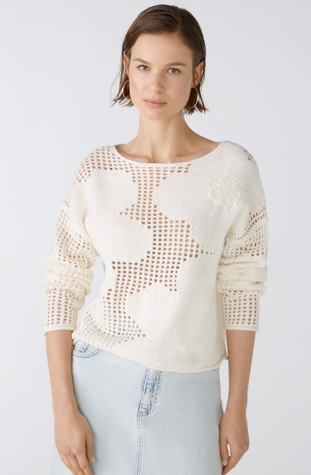 Gardenia Floral Open Knit Jumper