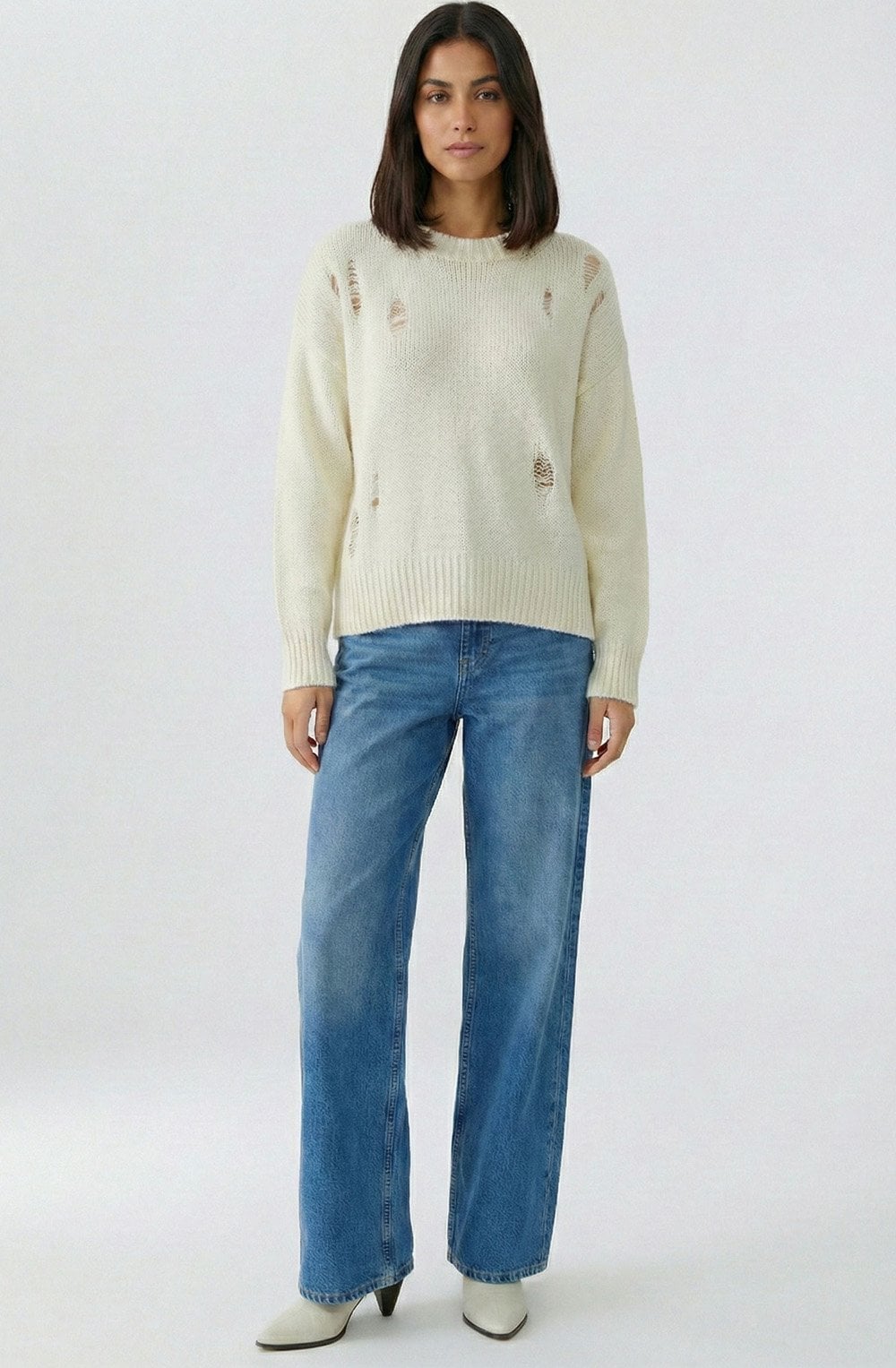 Gardenia Sequin Detail Distressed Knit Jumper