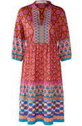 Geometric Waisted and Tiered Silky Touch Dress