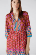 Geometric Waisted and Tiered Silky Touch Dress