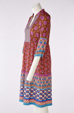 Geometric Waisted and Tiered Silky Touch Dress