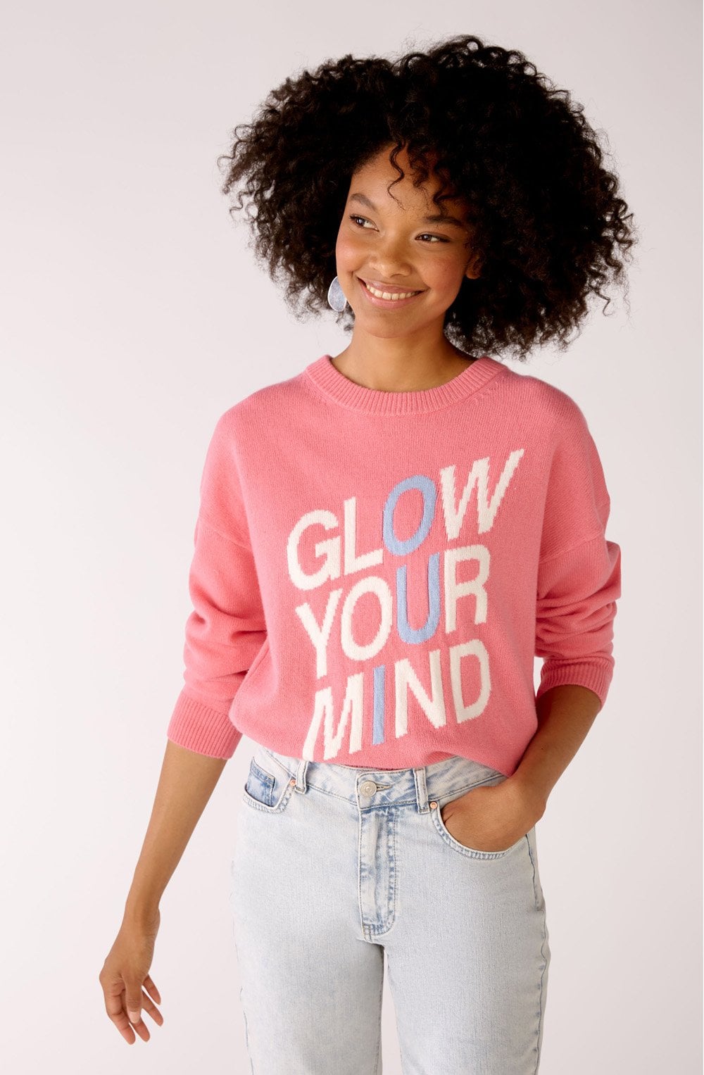 Glow Your Mind Pink Slogan Jumper