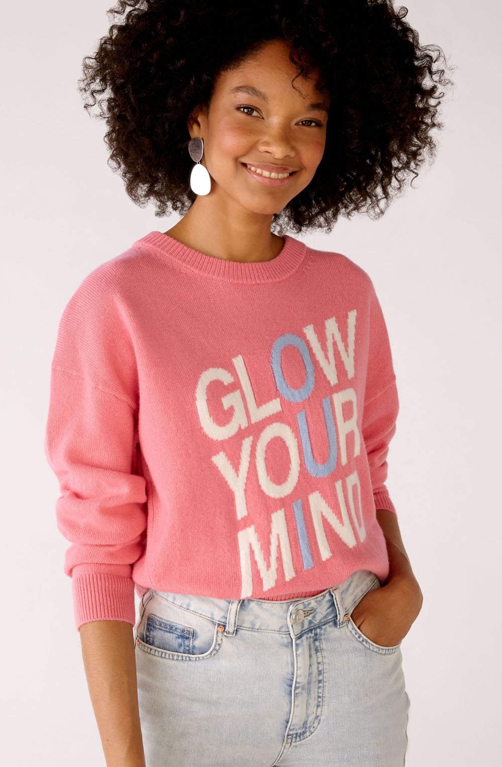 Glow Your Mind Pink Slogan Jumper