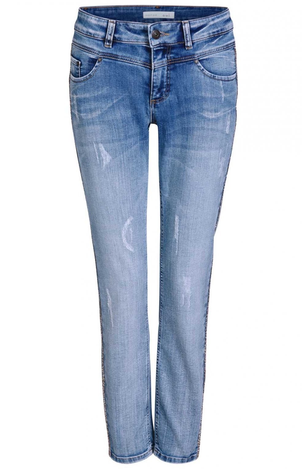 Gold Rhinestone Stripe Newport Jeans